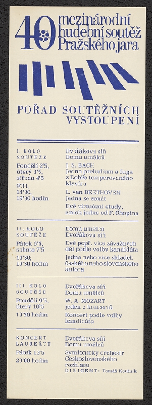 Jiří Rathouský – 40. mezinárodní h. soutěž Pražského jara, Praha, květen 1988 
