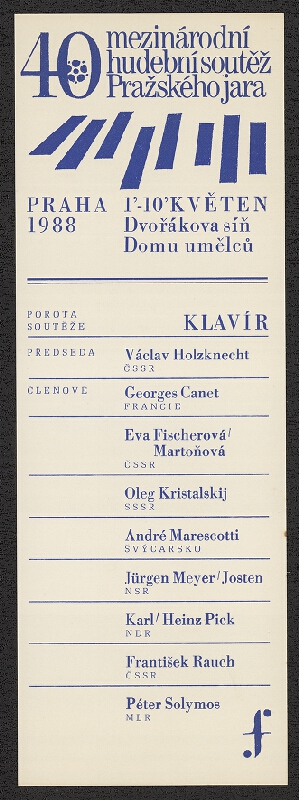 Jiří Rathouský – 40. mezinárodní h. soutěž Pražského jara, Praha, květen 1988 