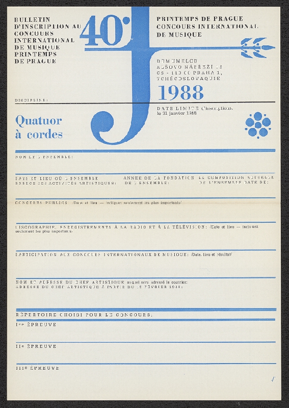 Jiří Rathouský – 40. Printemps de Prague. Quatour á Cordes 