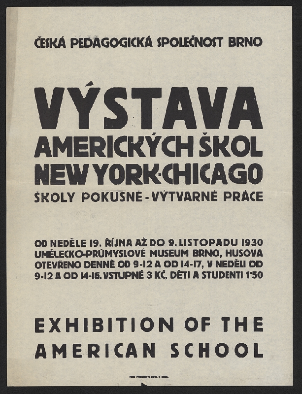 neznámý – Výstava amerických škol New York - Chicago. Brno 