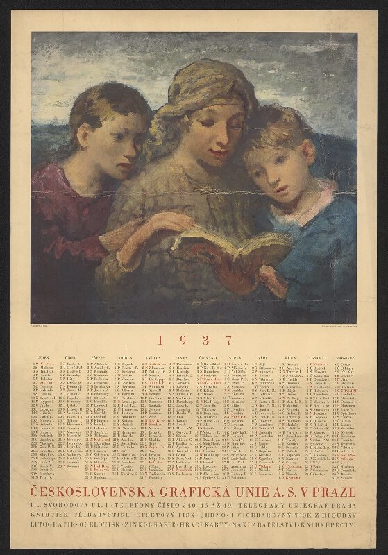 Jan Čumpelík – Nástěnný kalendář Čsl. grafické Unie v Praze 