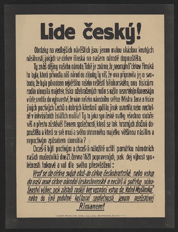 neznámý – Volné myšlenky k 300letému výročí tragedie pobělohorské 