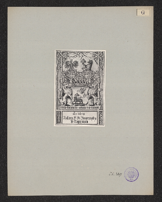 P. von Ghyczy – Exlibris Andrea L.B.Jeszenszky de Nagyjeszen 