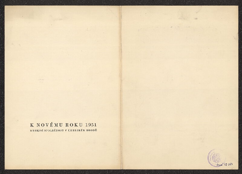 J. Beneš – Novoročenka Musejní společnosti v Uherském Brodě 