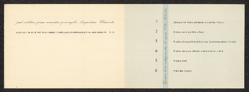 neznámý – Pozvánka na výstavu prací učnů řemesla zámečníckého, Praha - Brno - Bratislava, Brno UPM, Husova 14 