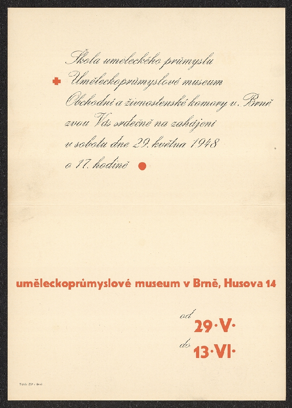 neznámý – Pozvánka na výstavu Mezinárodního plakátu v UPM Brno, Husova 14 