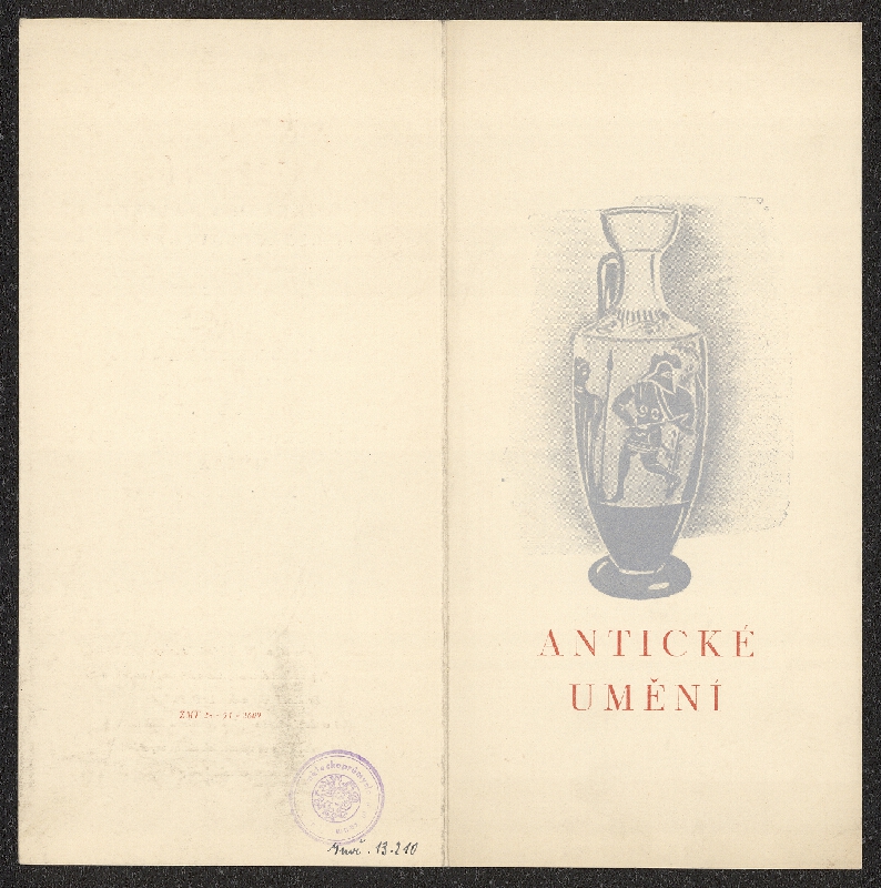 neznámý – Pozvánka na zahájení výstavy Antické umění ve sbírkách a nálezech v Československu, UPM Brno, Husova 14 