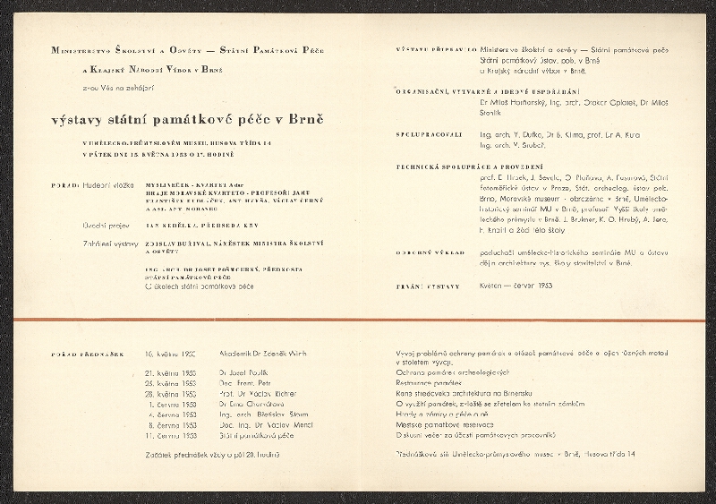 neznámý – Výstavy státní památkové péče v UPM Brno, Husova 14 