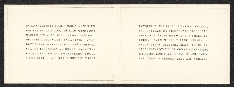 neznámý – Národní tradice v díle Zdeňka Nejedlého, UPM Brno, Husova 14 