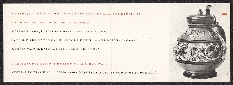 Eduard Milén – Moravská a slovenská habánská keramika, UPM Brno, Husova 14 