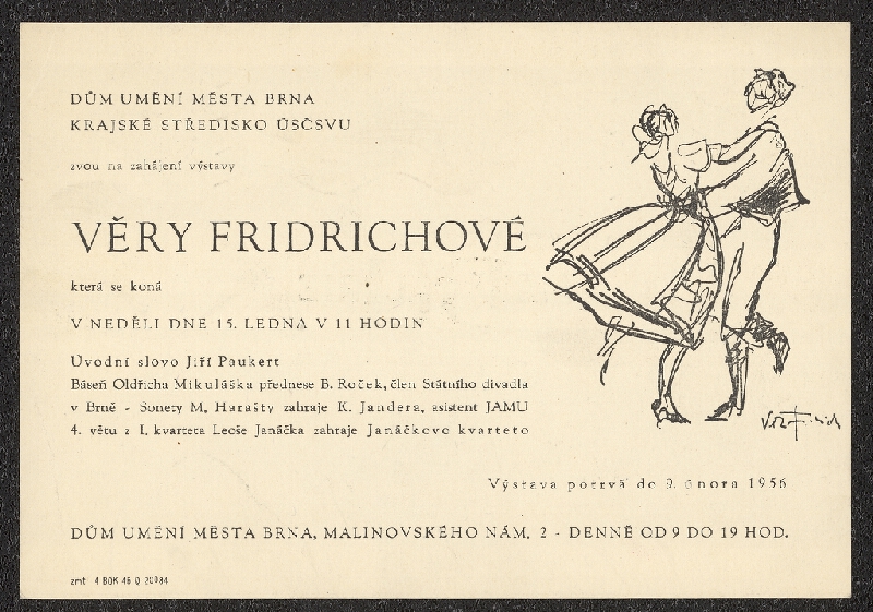 neznámý – Výstava Věry Fridrichové, DUM Brno, Malinovského nám. 