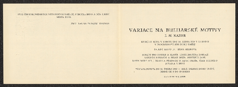 neznámý – J.M. Najmr, Variace na bulharské motivy, DU Procházkova síň 