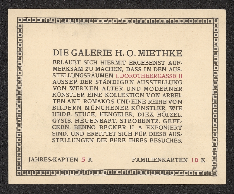 neznámý – Die Galerie H.V. Miethke 