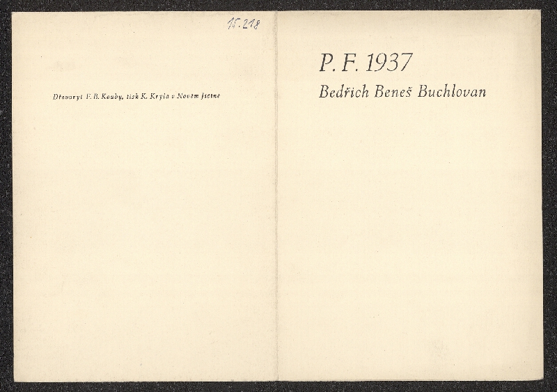 neznámý – P. F. 1937 B. B. Buchlovan 