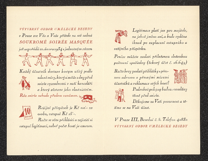 neznámý – Konvolut pozvánek pro kulturní akce 