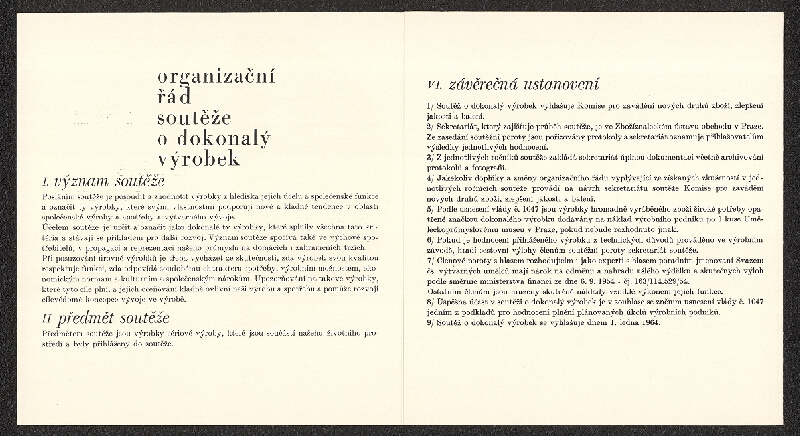 Ludvík Feller – Organizační řád soutěže o dokonalý výrobek 