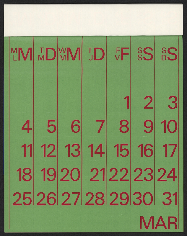 H. Roukholz – Kalendář "numerus" 1974 