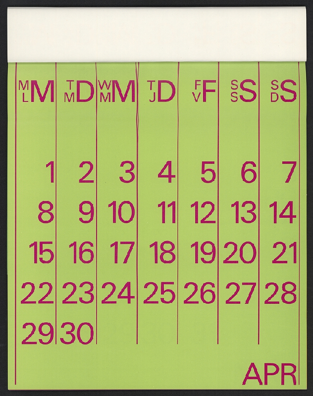 H. Roukholz – Kalendář "numerus" 1974 