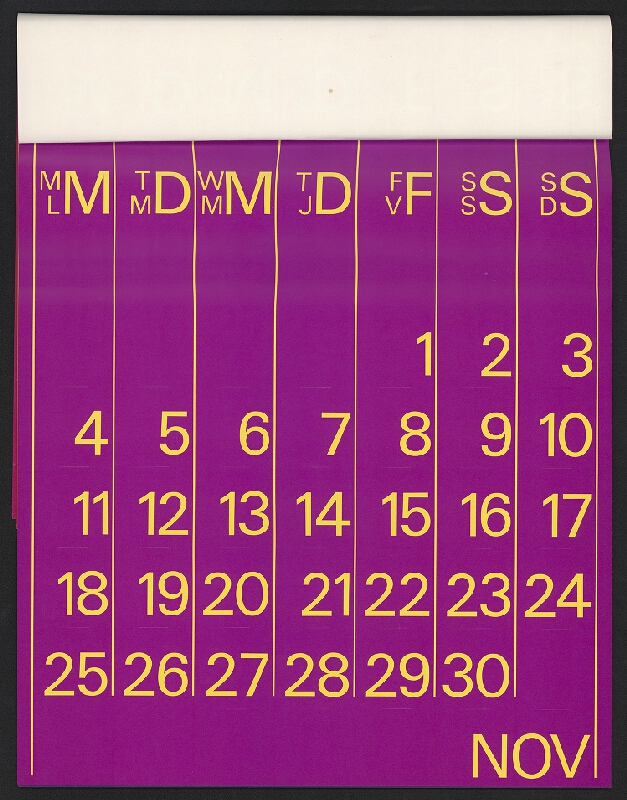 H. Roukholz – Kalendář "numerus" 1974 