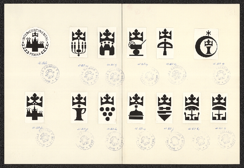 Jiří Rathouský – soubor 12 značek pro provozovny hotelu Continental 