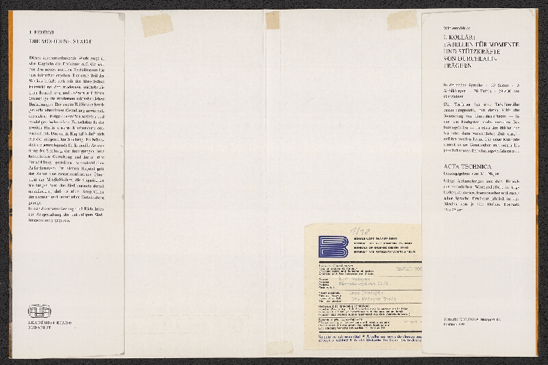 Hajnal Bogdán – Imre Perényi: Die moderne Stadt 