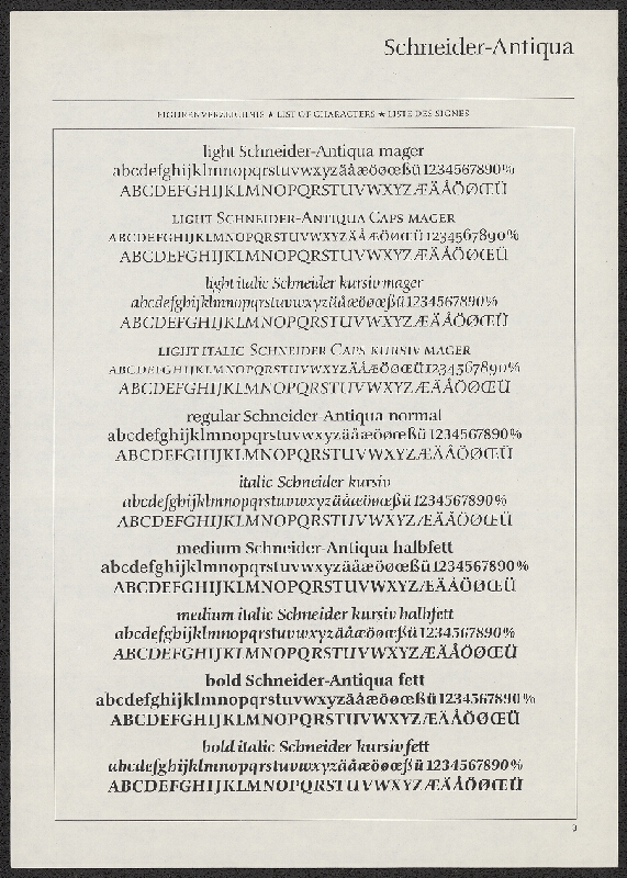 Werner Schneider – Schneider-Antiqua, Schneider-Antiqua Light 