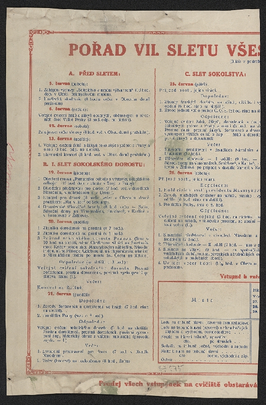 Jakub Obrovský – Pořad a důležité pokyny k VII. sletu všesokolskému v Praze 1920 
