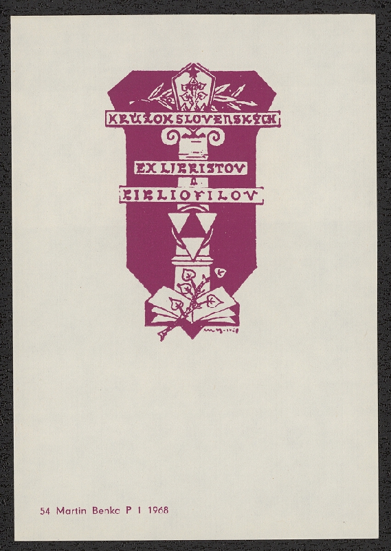 Martin Benka – Exlibrisy Martina Benku 1888-1968. SNG Bratislava 1968 