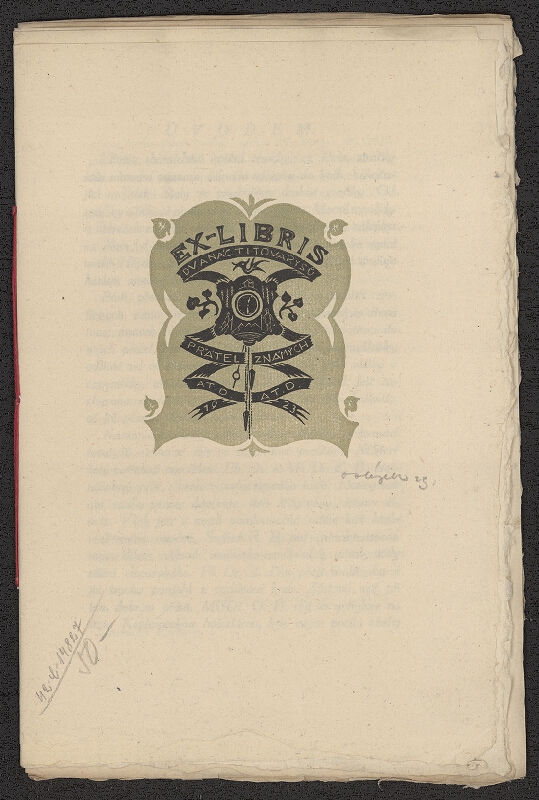 Otakar Hájek – Ex libris dvanácti tovaryšů, přátel známých at.d. at.d. 1923 
