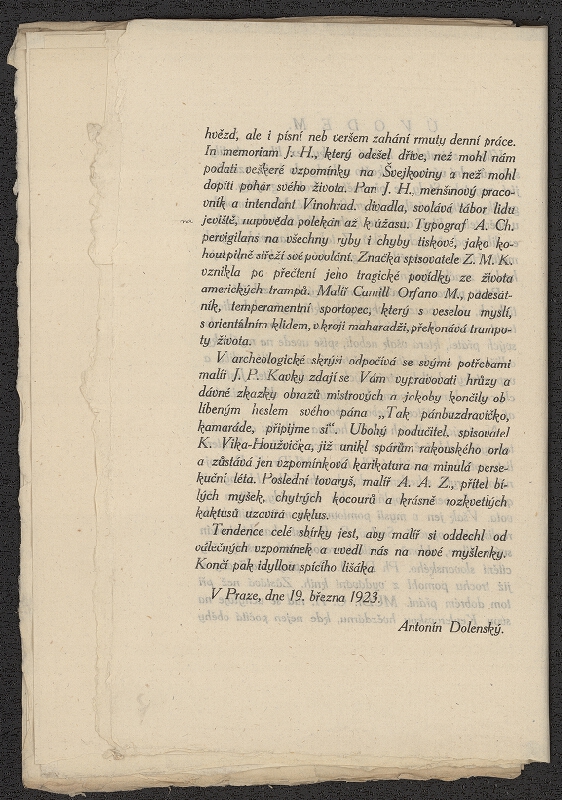 Otakar Hájek – Ex libris dvanácti tovaryšů, přátel známých at.d. at.d. 1923 