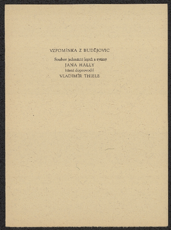 Jan Halla – Vzpomínka z Budějovic 