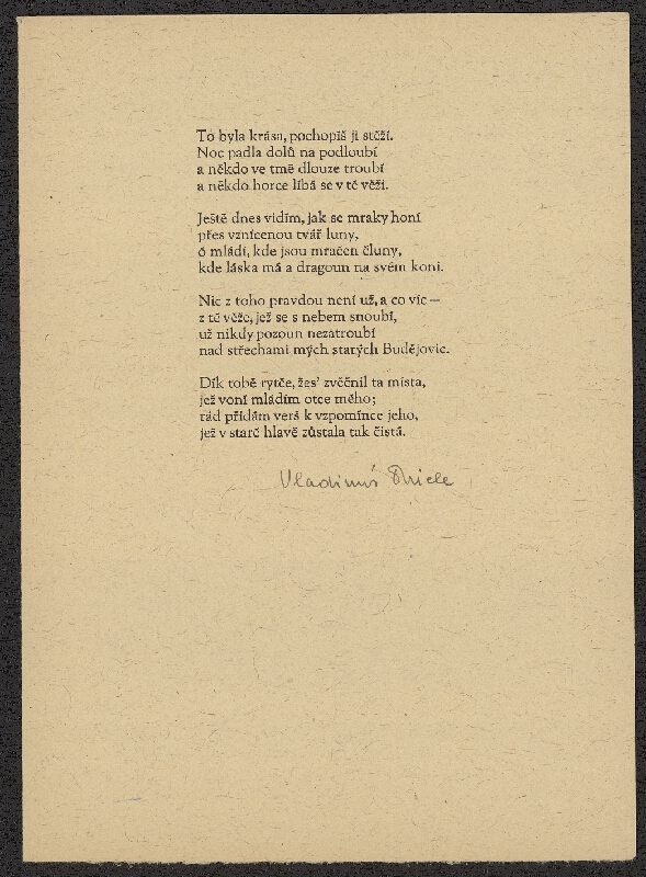 Jan Halla – Vzpomínka z Budějovic 