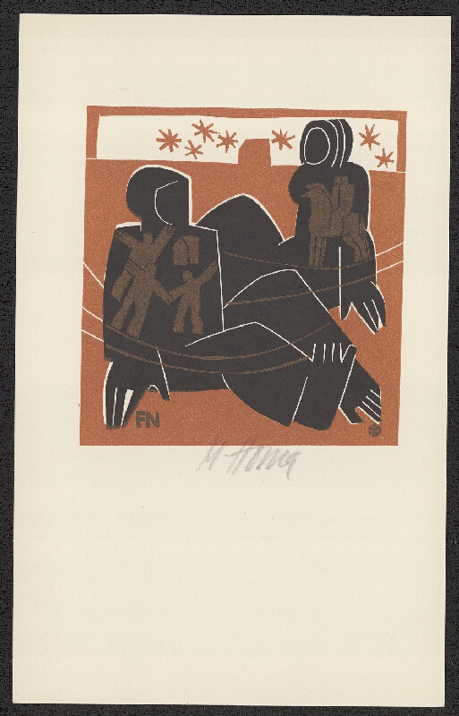 Miroslav Houra – FN (MUDr. František Nedělík). in Vztahy. Soubor ex libris - linoryty. (1979) 