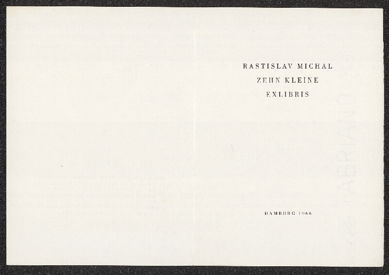Rastislav Michal – Zehn kleine Exlibris. Die Mappe mit zehn Exlibris von Rastislav Michal wurde aus anlass des XI. intenationalen Exlibris Kongresses - Hamburg 