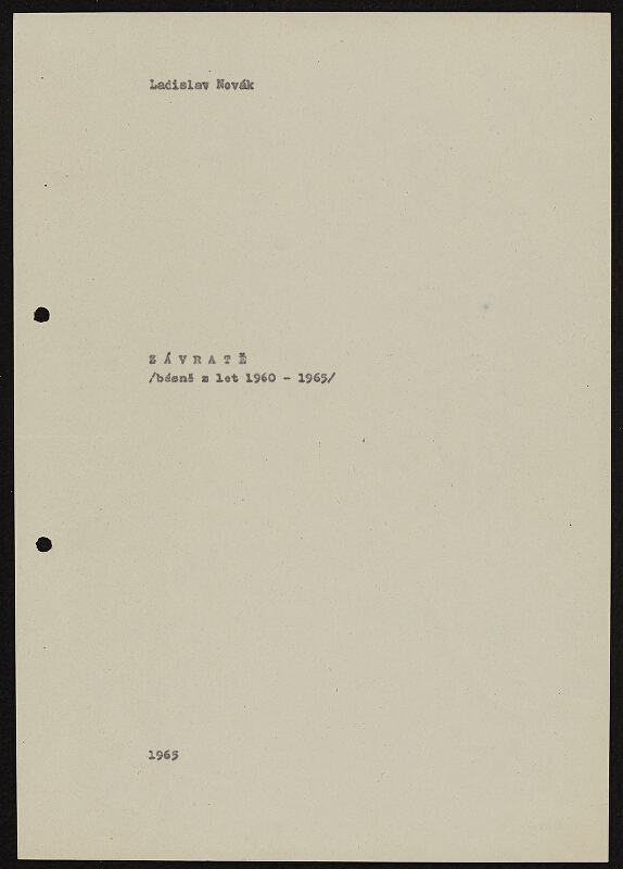 Ladislav Novák – Závratě (básně z let 1960 - 1965) 
