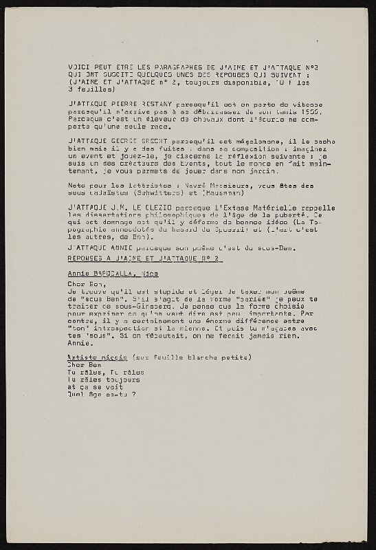 Ben Vautier – Galerie Ben Doute de Tout Presente 