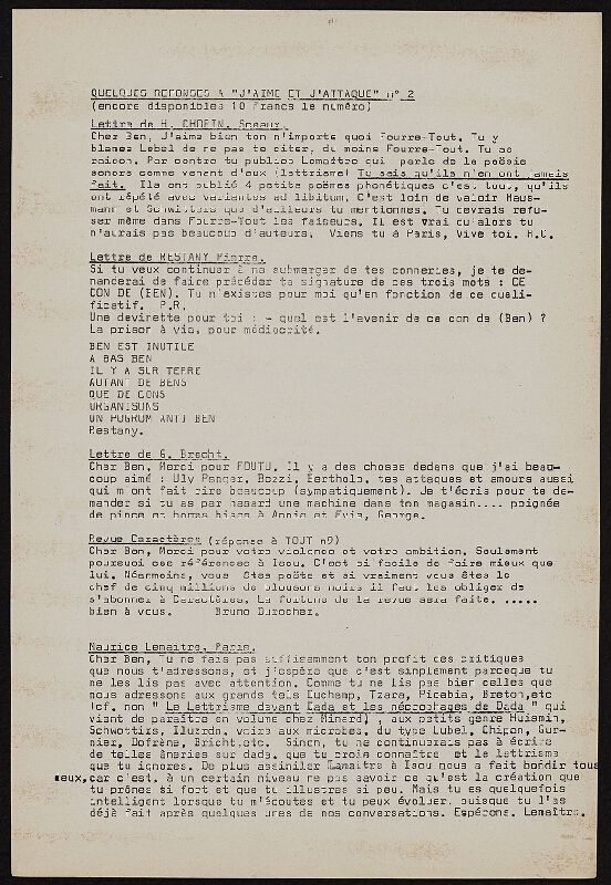 Ben Vautier – Galerie Ben Doute de Tout Presente 