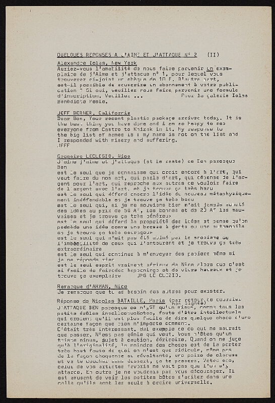 Ben Vautier – Galerie Ben Doute de Tout Presente 