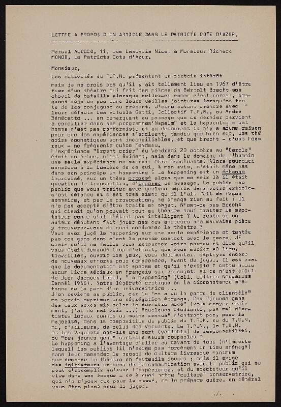 Ben Vautier – Galerie Ben Doute de Tout Presente 