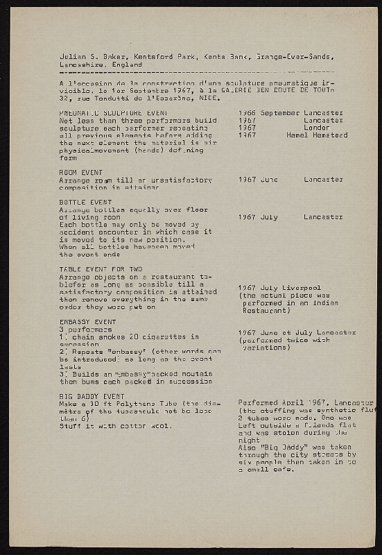 Ben Vautier – Galerie Ben Doute de Tout Presente 