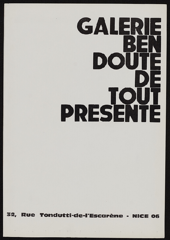 Ben Vautier – Galerie Ben Doute de Tout Presente 