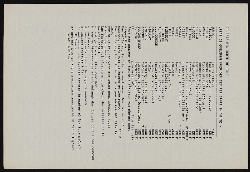 Ben Vautier – Galerie Ben Doute de Tout Presente 