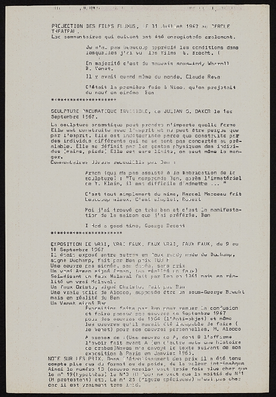 Ben Vautier – Galerie Ben Doute de Tout Presente 