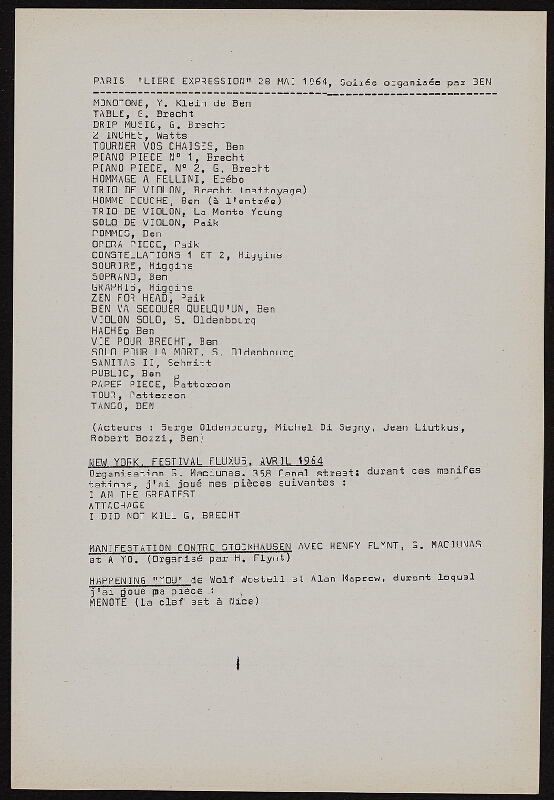 Ben Vautier – Galerie Ben Doute de Tout Presente 