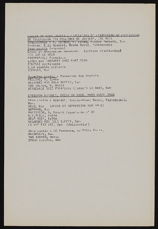 Ben Vautier – Galerie Ben Doute de Tout Presente 