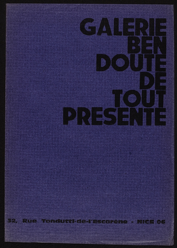 Ben Vautier – Galerie Ben Doute de Tout Presente 