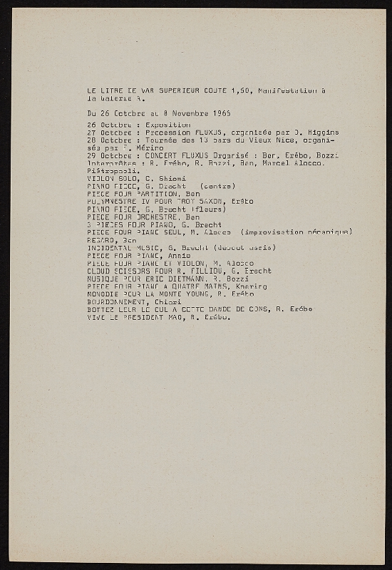 Ben Vautier – Galerie Ben Doute de Tout Presente 