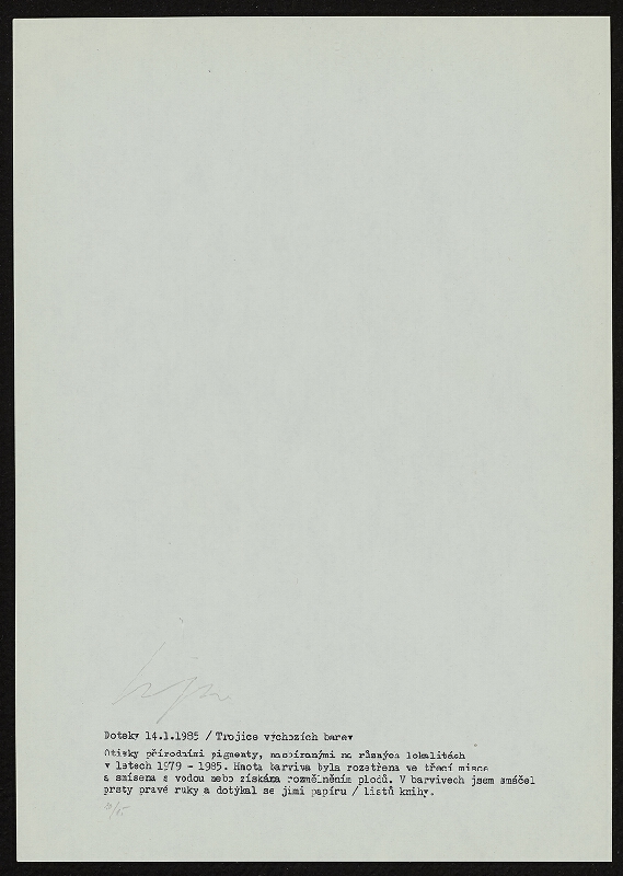 Miloš Šejn – Doteky 14.1.1985 /  Trojice výchozích barev 