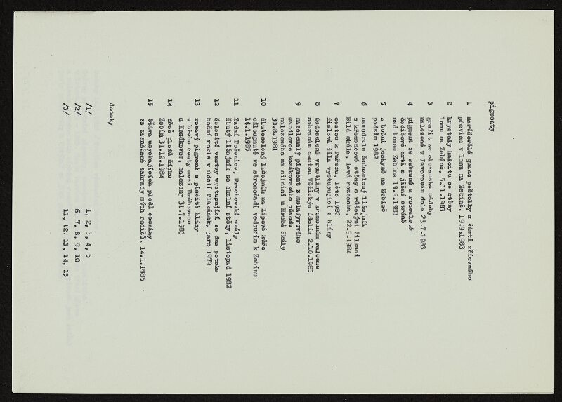 Miloš Šejn – Doteky 14.1.1985 / Trojice výchozích barev 