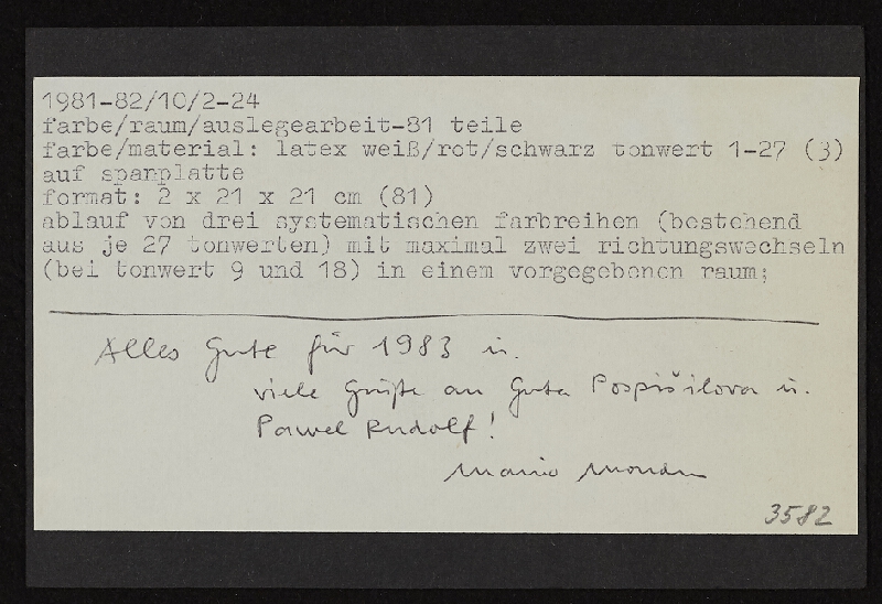 Mario Monden – Novoročenka PF 1983 Farbe/raum/auslegearbeit-81 teile 